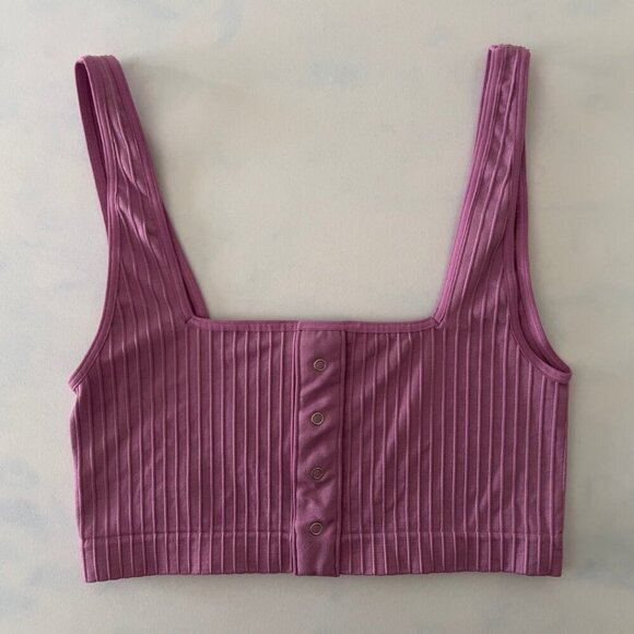Anthropologie Purple Seamless Ribbed Snap Front Bra - Picture 1 of 6
